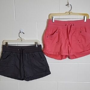 2 Pair Coral & Grey Cargo Shorts with Relaxed Fit